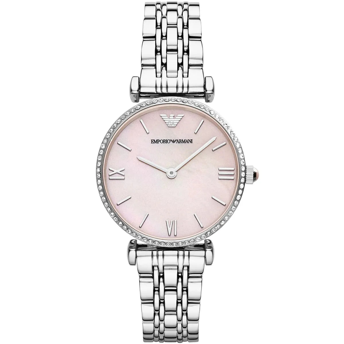 Emporio Armani AR1779 Women’s Watch – Gianni T-Bar Silver Stainless Steel with Pink Dial 32mm