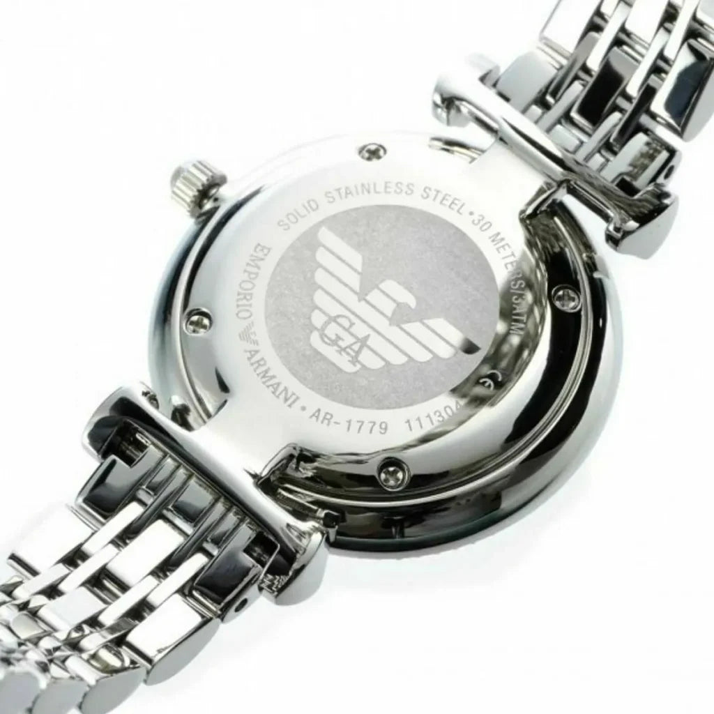 Emporio Armani AR1779 Women’s Watch – Gianni T-Bar Silver Stainless Steel with Pink Dial 32mm