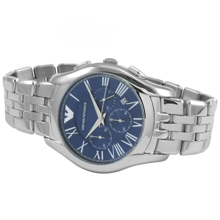 Emporio Armani AR1787 Men’s Analog Watch – 45mm Blue Dial with Silver Stainless Steel Strap