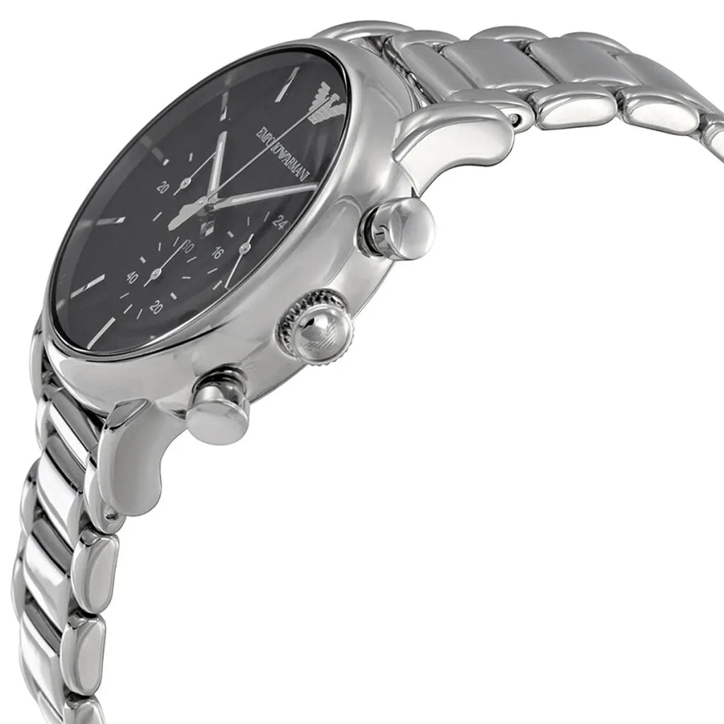 Emporio Armani AR1853 Men’s Watch – Luigi Large Silver Stainless Steel with Black Dial 41mm