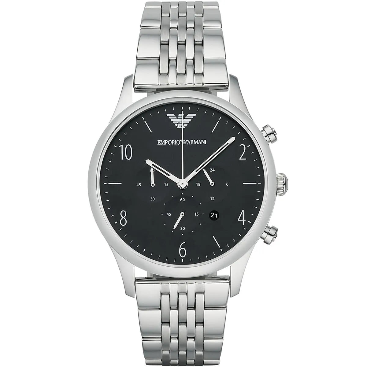 Emporio Armani AR1863 Men’s Watch – Beta Large Silver Stainless Steel with Black Dial 43mm