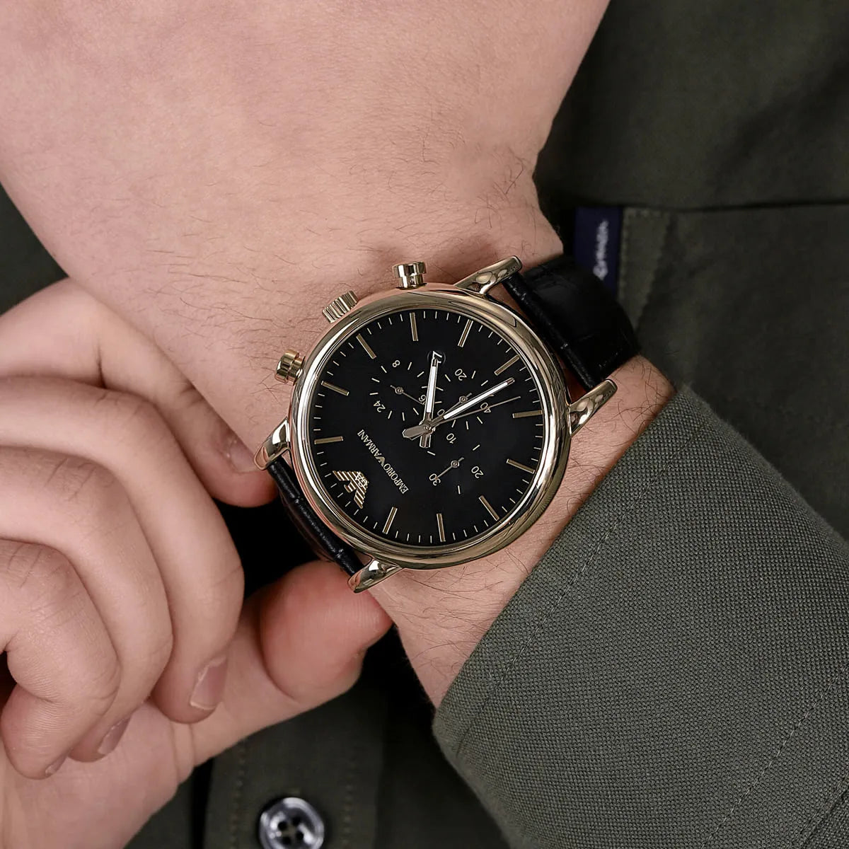 Luigi Chronograph Black Dial Men's Watch AR1917