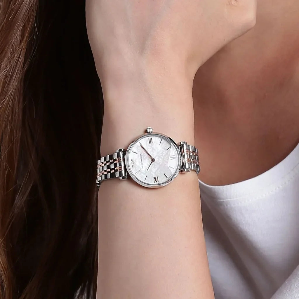 Emporio Armani Women’s Watch AR1987 – Elegant Gianni T-Bar Two-Tone Stainless Steel Quartz Timepiece