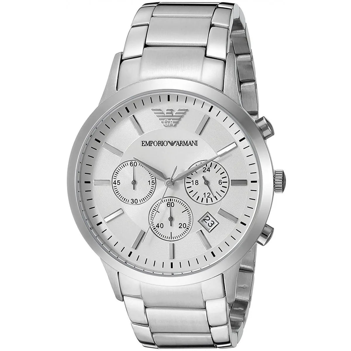 Emporio Armani Renato Uni Women’s Watch AR2459 – White Dial, Silver Stainless Steel, 39mm