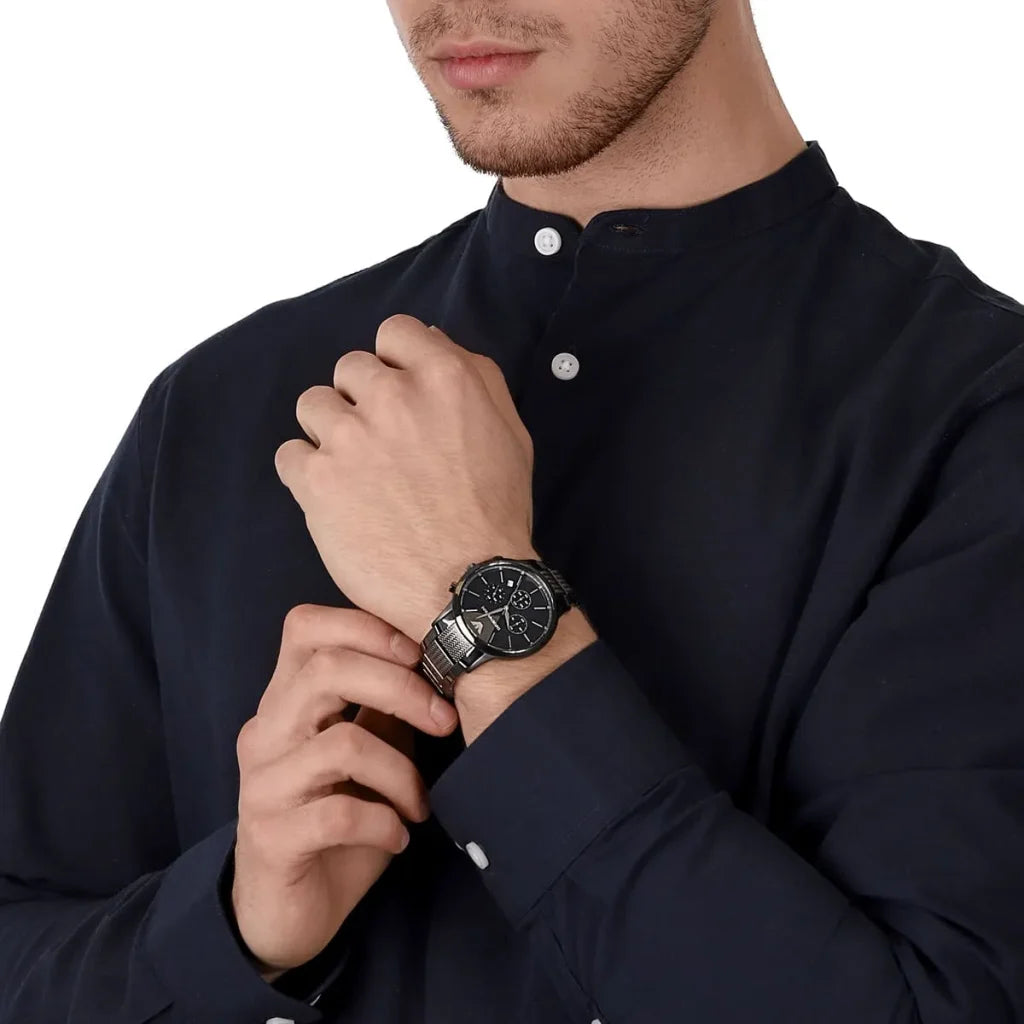 Emporio Armani Renato Large Men’s Watch AR2505 – Blue Dial, Stainless Steel Bracelet, 43mm