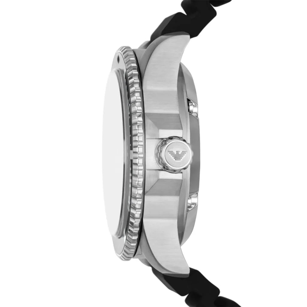 Emporio Armani Men's Automatic Watch AR60062 – 42 mm, Black Dial & Black Silicone Strap