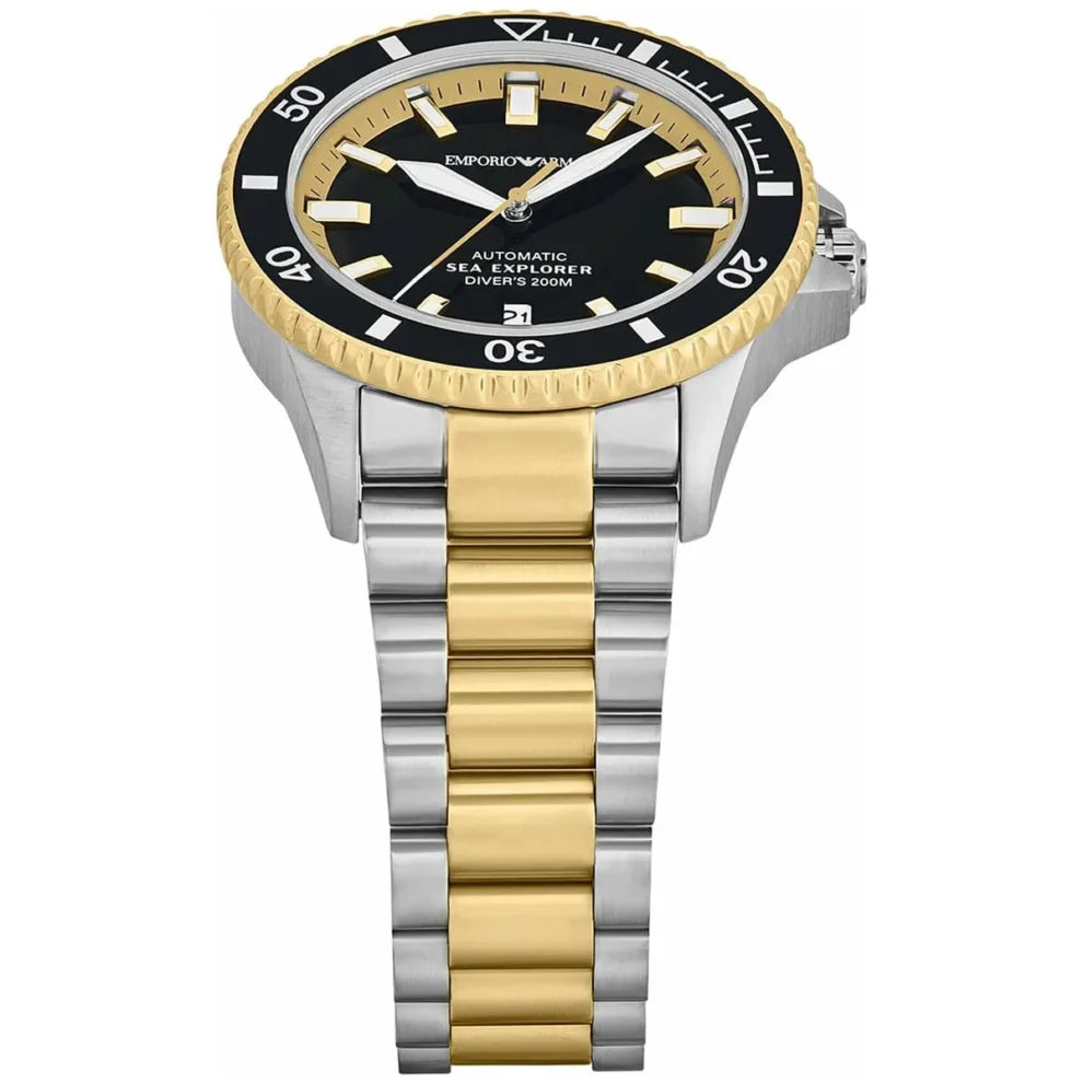 Emporio Armani Sea Explorer Men’s Automatic Watch – Two-Tone Stainless Steel | 200M Water Resistant | Model AR60089