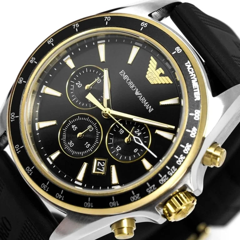 Emporio Armani AR80003 Sigma XLarge Men's Watch – Black Dial, Silicone Strap, 44mm Quartz