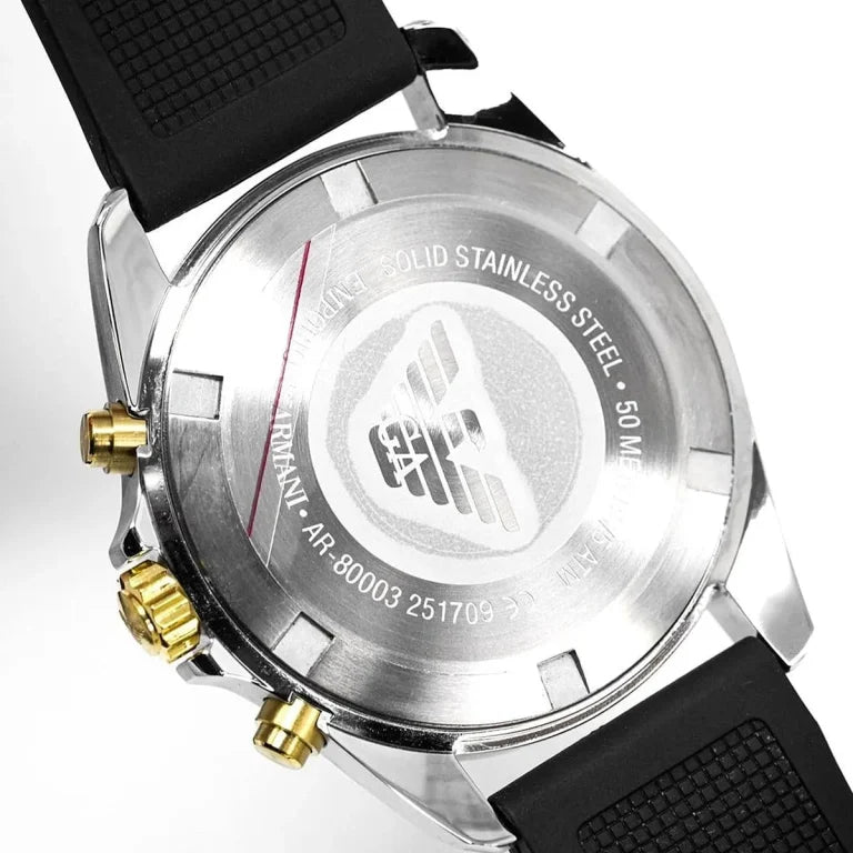 Emporio Armani AR80003 Sigma XLarge Men's Watch – Black Dial, Silicone Strap, 44mm Quartz