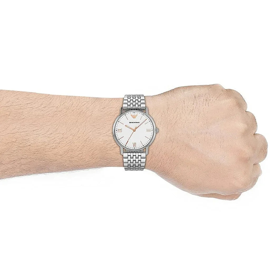 Emporio Armani Kappa AR80014 Men’s Watch – White Dial Stainless Steel Elegant Fashion Watch