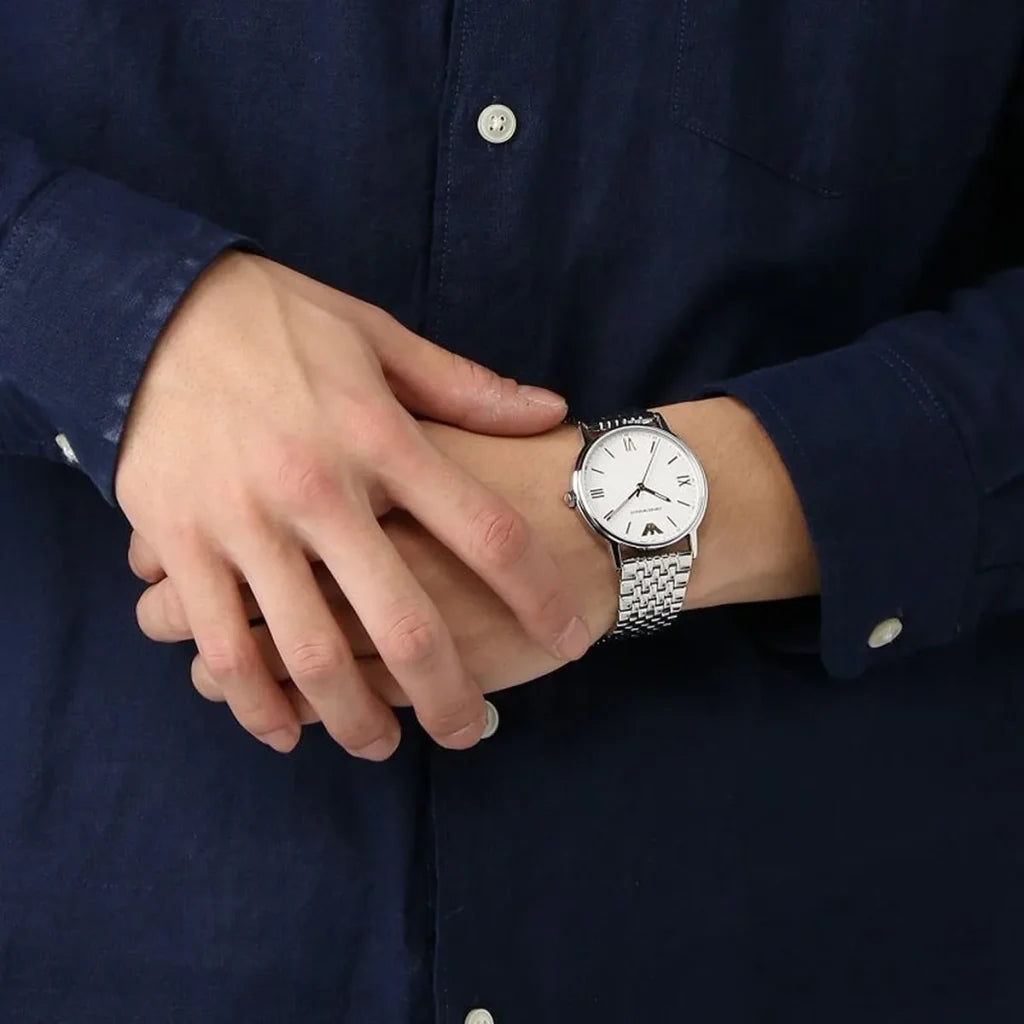 Emporio Armani Kappa AR80014 Men’s Watch – White Dial Stainless Steel Elegant Fashion Watch