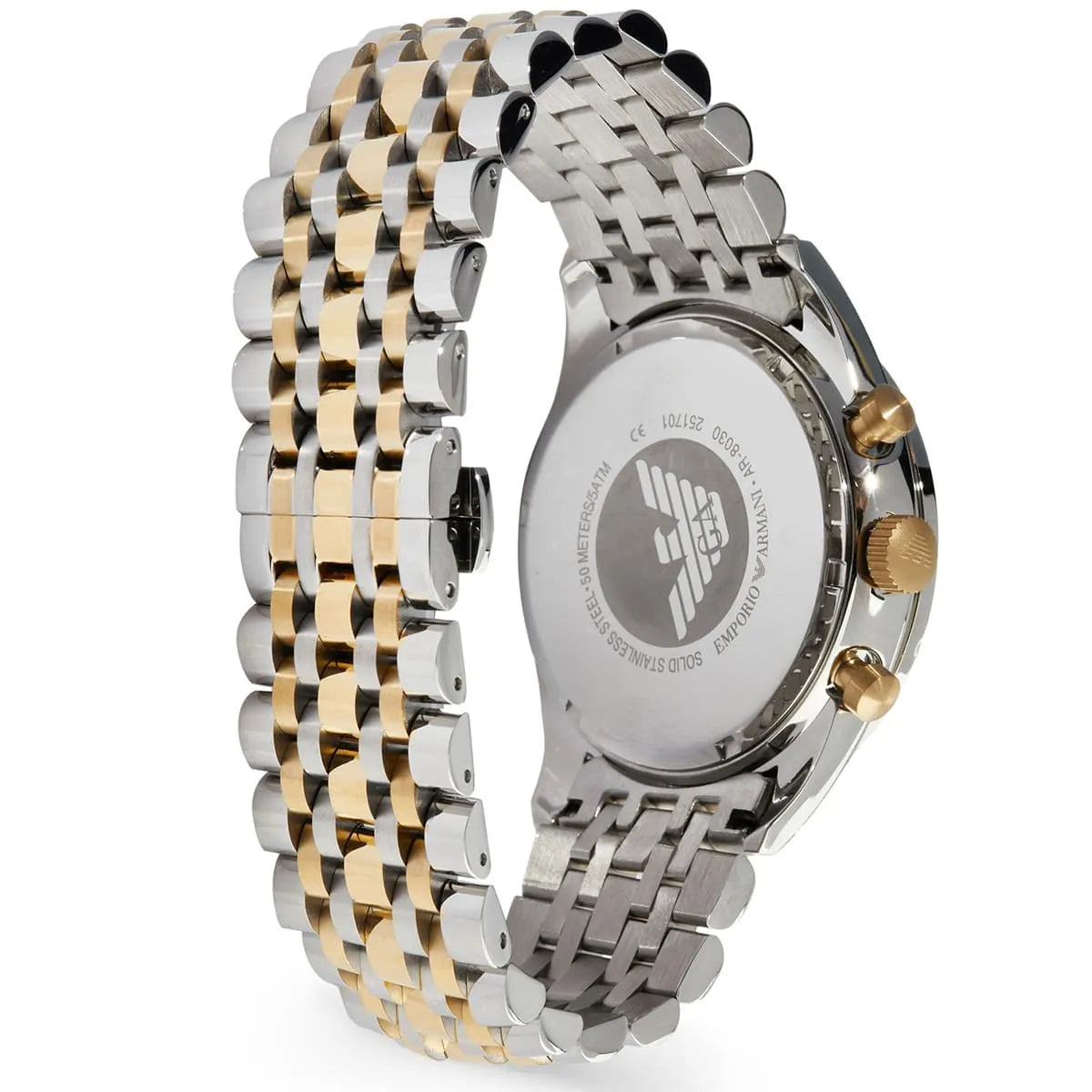 Emporio Armani AR8030 Men’s Watch – Tazio XLarge Two-Tone Stainless Steel with Blue Dial 46mm