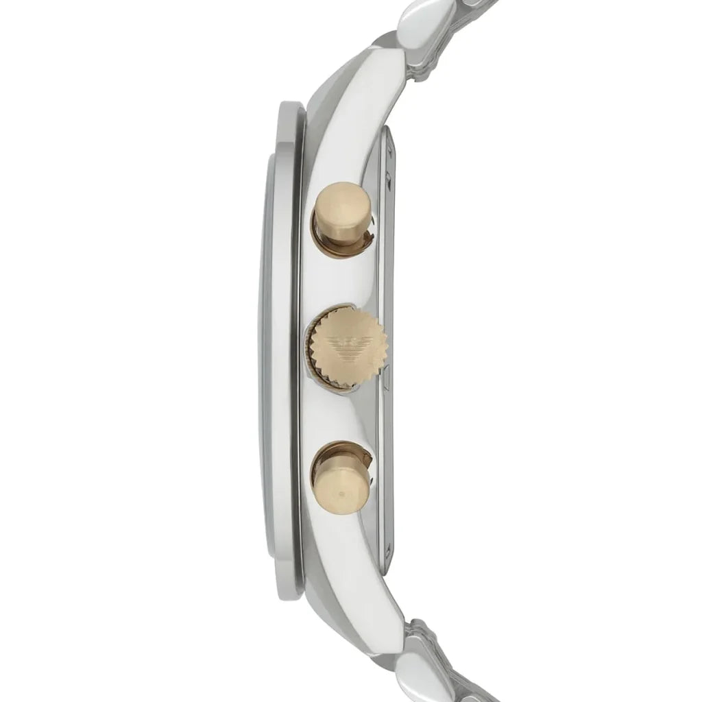Emporio Armani AR8030 Men’s Watch – Tazio XLarge Two-Tone Stainless Steel with Blue Dial 46mm