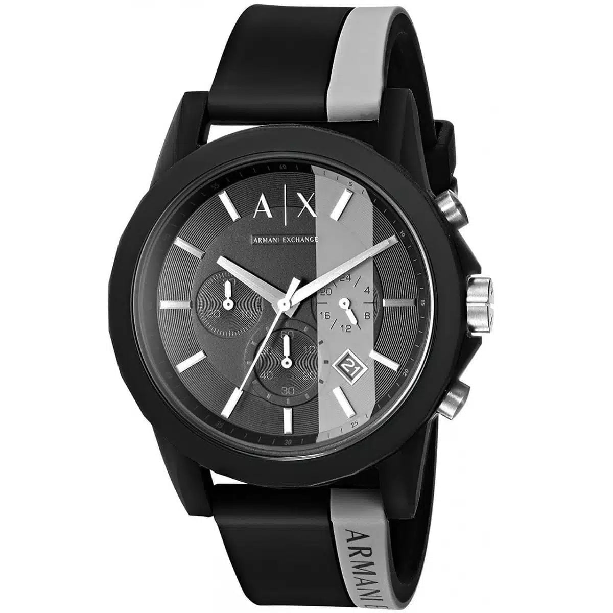 Armani Exchange Outerbanks Men's Watch AX1331, Black & Grey Silicone Strap