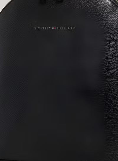 Tommy Hilfiger Black Leather Backpack – Premium Pebble Grain Everyday & Business Backpack#52-100
