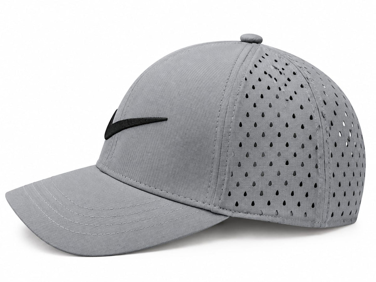 Nike Men’s Grey Perforated Swoosh Baseball Cap – Adjustable Snapback Sports Hat#2
