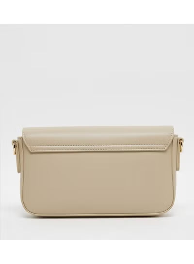 Tommy Hilfiger Women's Beige Crossbody & Shoulder Bag with Gold TH Logo – Adjustable Strap#004