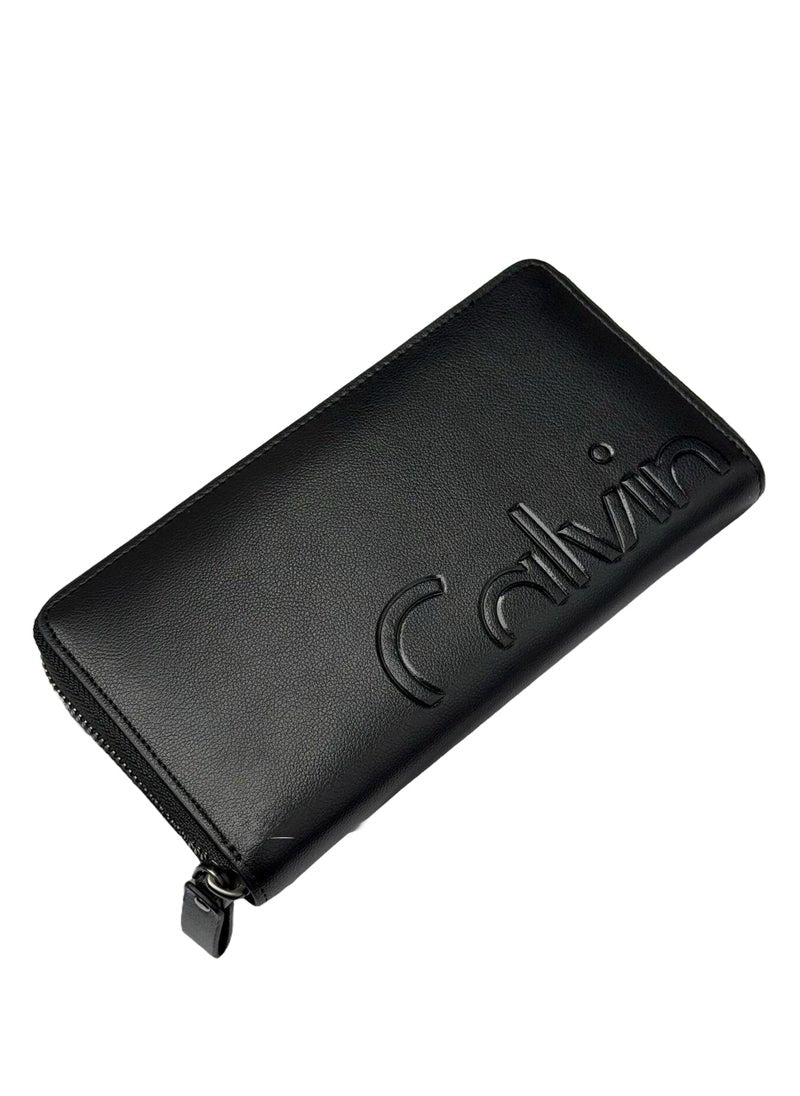 CK Long Black Leather Wallet For Unisex #8