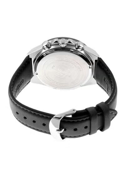Casio Edifice EFR-564BL Men's Chronograph Watch – Black Dial, Stainless Steel Case, Leather Strap