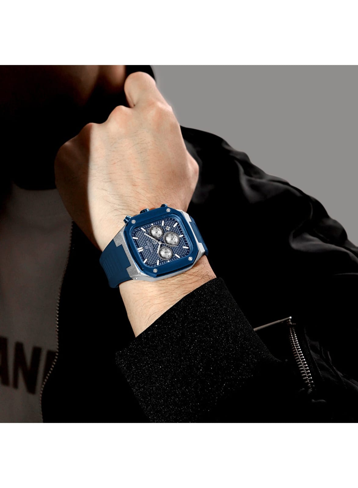 NAVIFORCE NF8037 Men's Chronograph Watch with Blue Silicone Strap, 30M Water Resistant