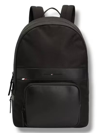 Tommy Hilfiger Denim Men's Essential Backpack – Black Lightweight Laptop & Everyday Backpack#BL-1