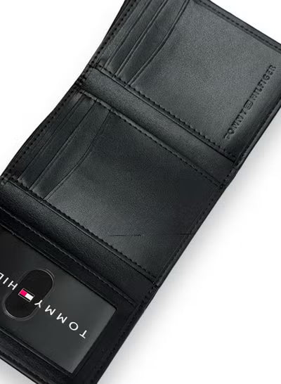 Tommy Hilfiger Men's Black Leather Trifold Wallet – Premium Classic Everyday Wallet#083