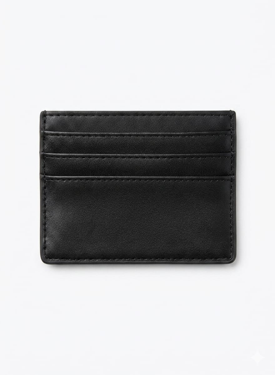 Luxury Black Leather Card Holder – Slim Card Case with Elegant Metal Logo#25
