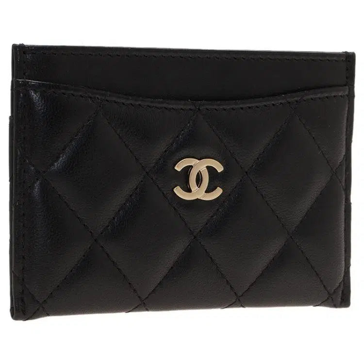 Chanel Black Quilted Leather CC Card Case#16