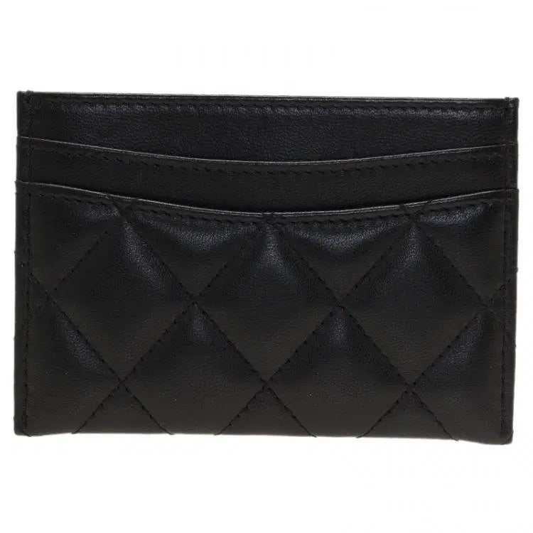 Chanel Black Quilted Leather CC Card Case#16