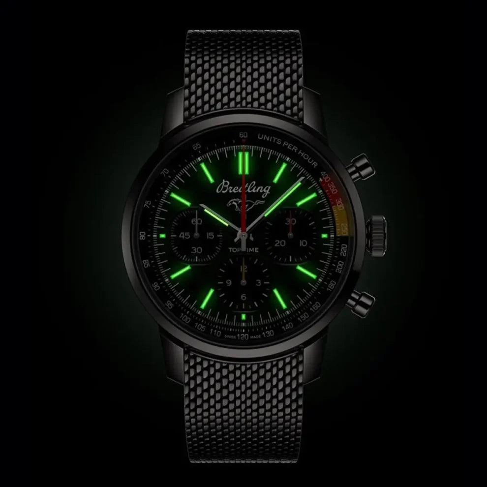Breitling Top Time B01 Ford Mustang Chronograph Watch – 41mm Green Dial Stainless Steel – Self-Winding Automatic