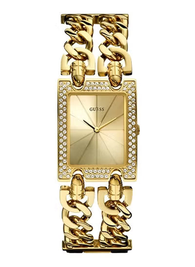 Guess W0072L1 Women’s Watch – Gold-Tone Stainless Steel Bracelet & Crystal-Accented Dial | 28mm Rectangle Quartz Elegant Timepiece