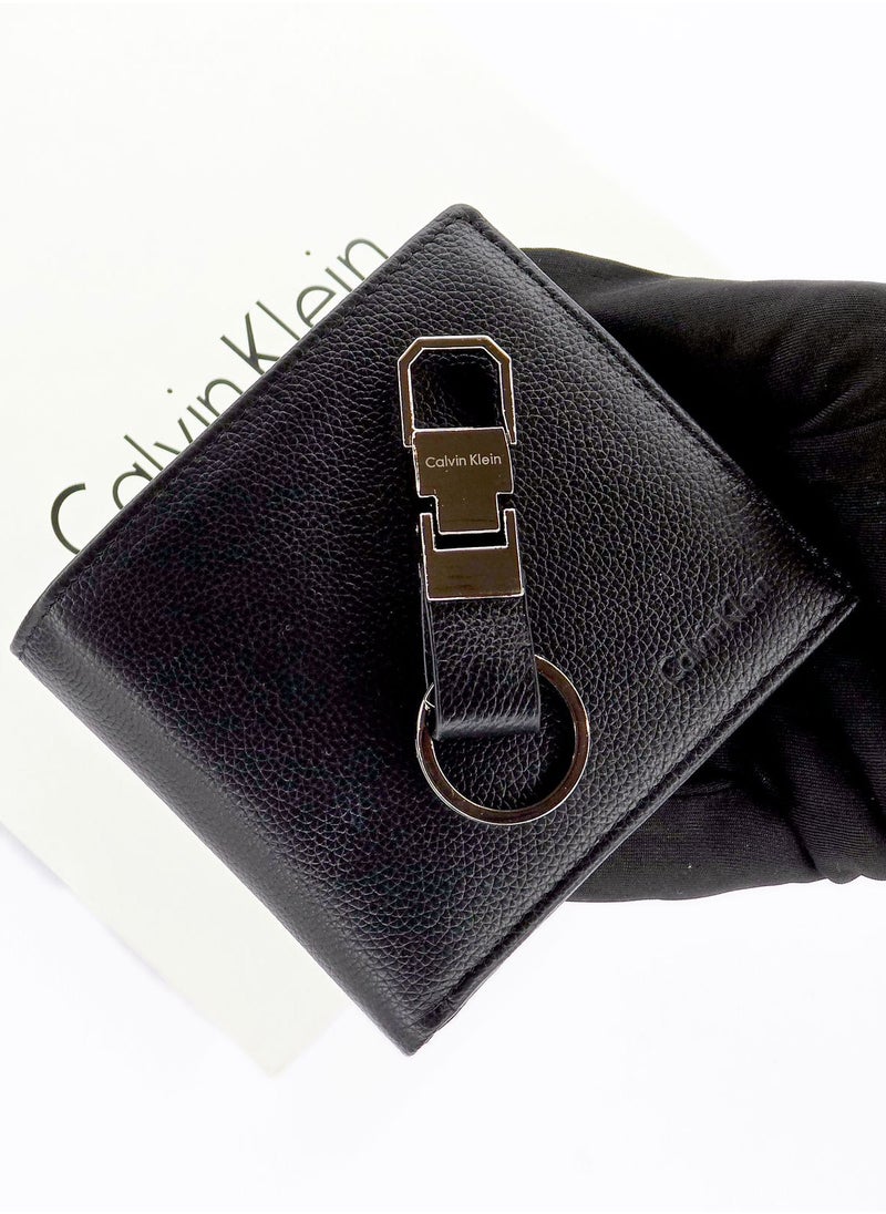 CK Black Leather Wallet-Keychain Set For Men #19