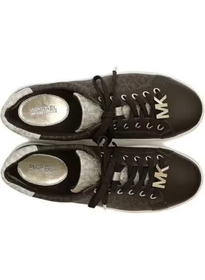 Michael Kors Women’s Poppy Brown Sneakers – Color-Block Logo, Size 11 MK-SHOES-022