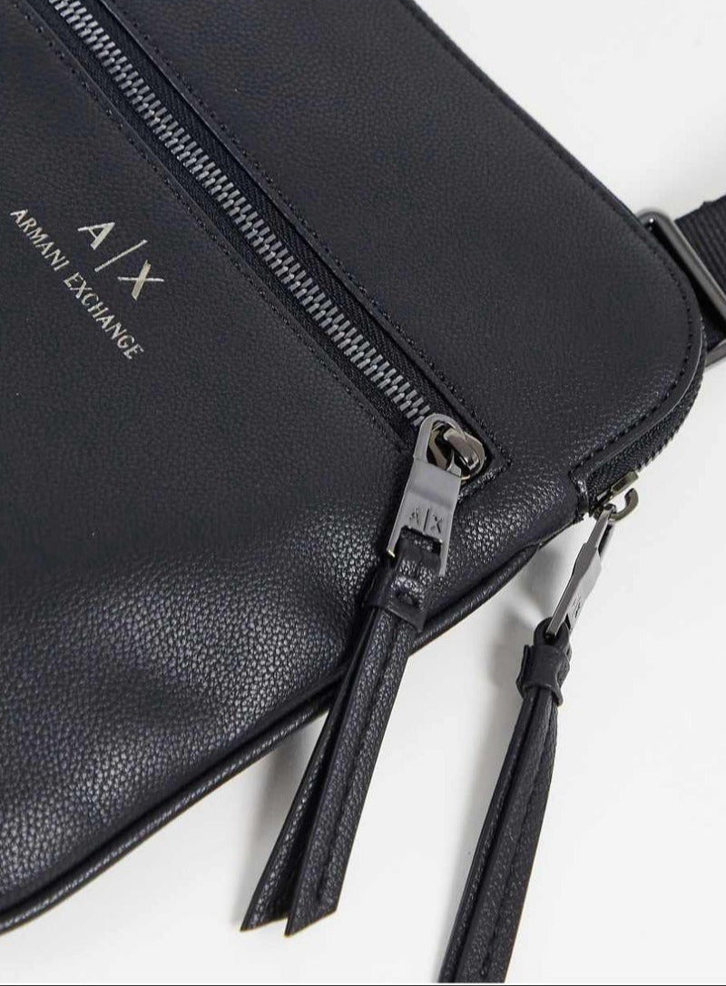 AX Black Leather Cross Bag For Men #2