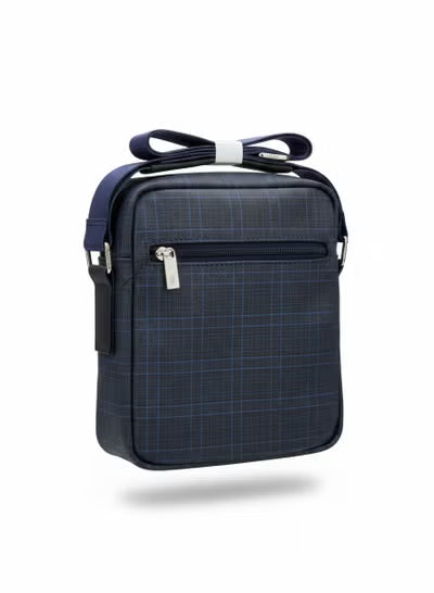 Lacoste Men's Vertical Crossbody Messenger Bag – Navy Blue Windowpane Check#9