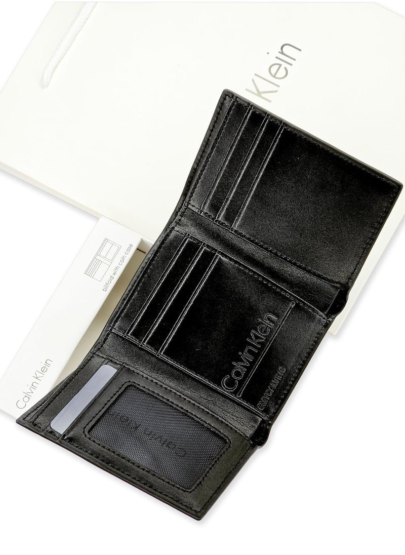 CK Monogram Trifold Black Wallet For Men #22