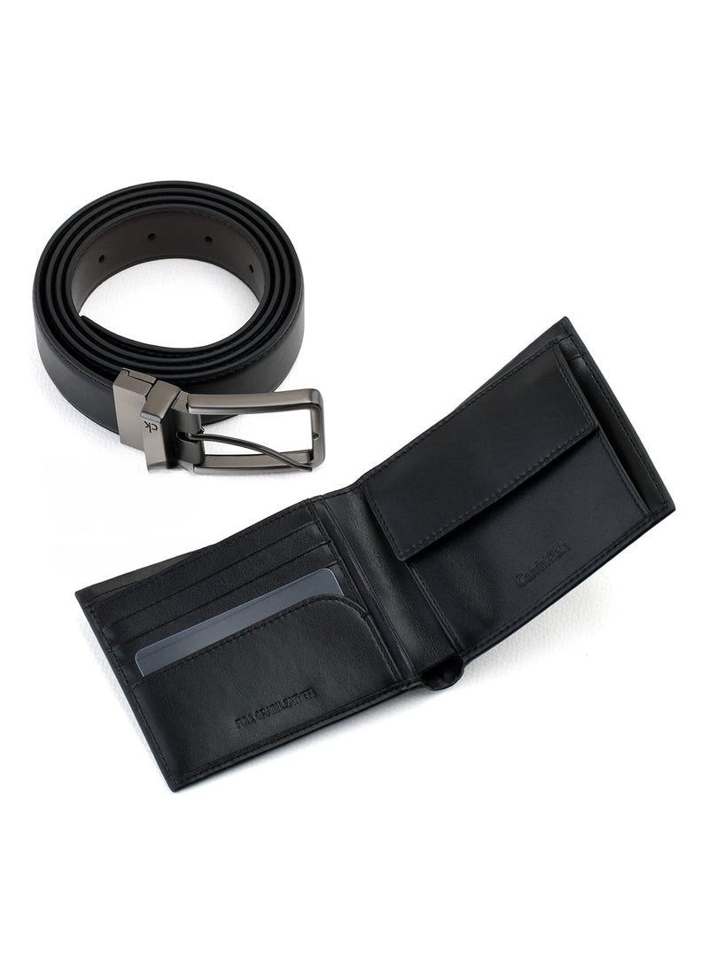 CK Black Leather Wallet-Belt Set For Men #10