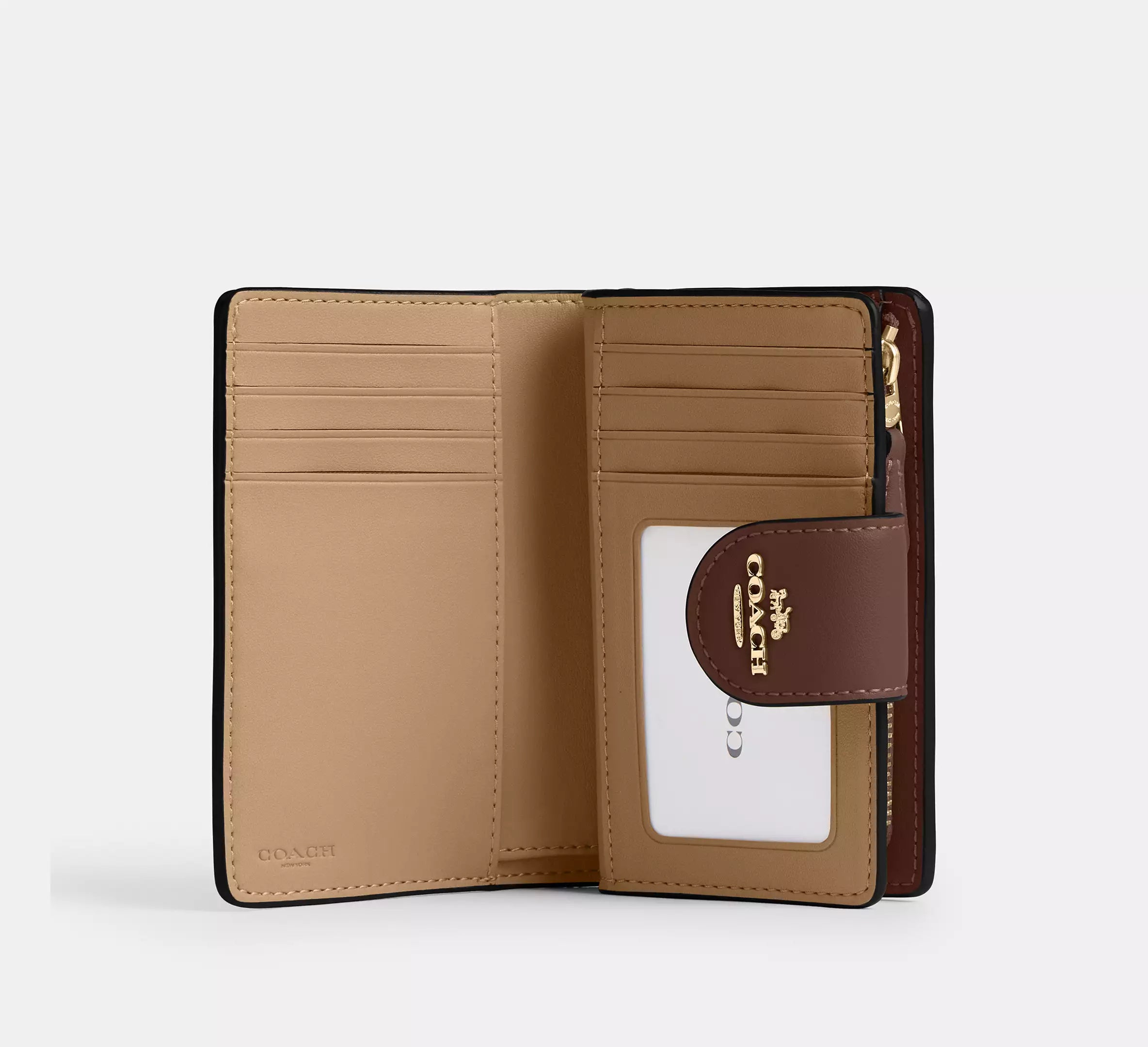 Medium Corner Zip Wallet In Signature Canvas Tan/Brown #0021
