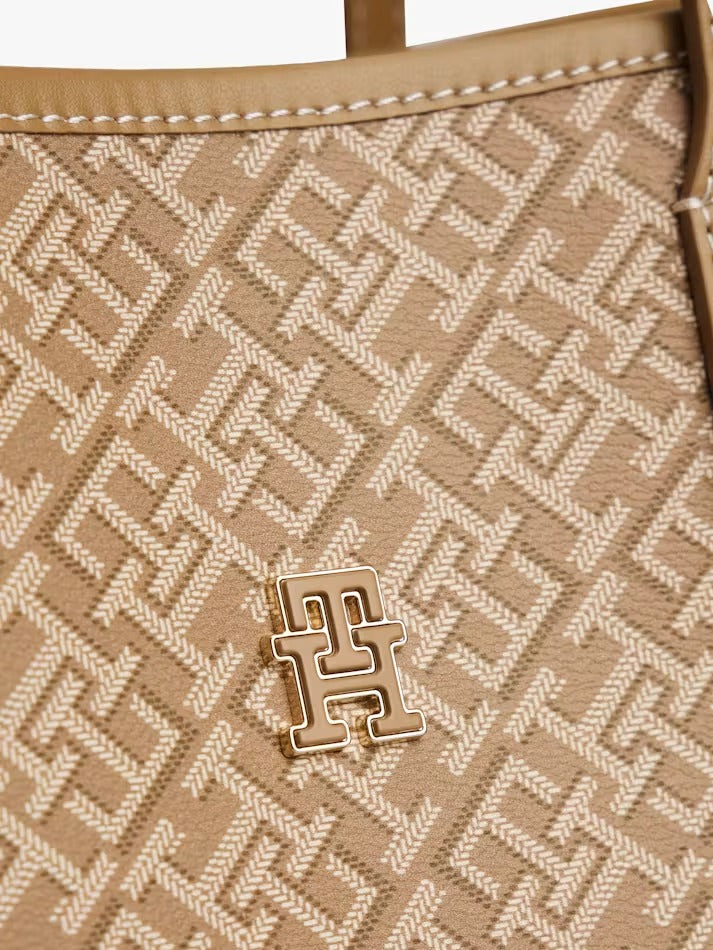 Tommy Hilfiger Women's TH Monoplay Monogram Printed Textured Tote Bag#0105