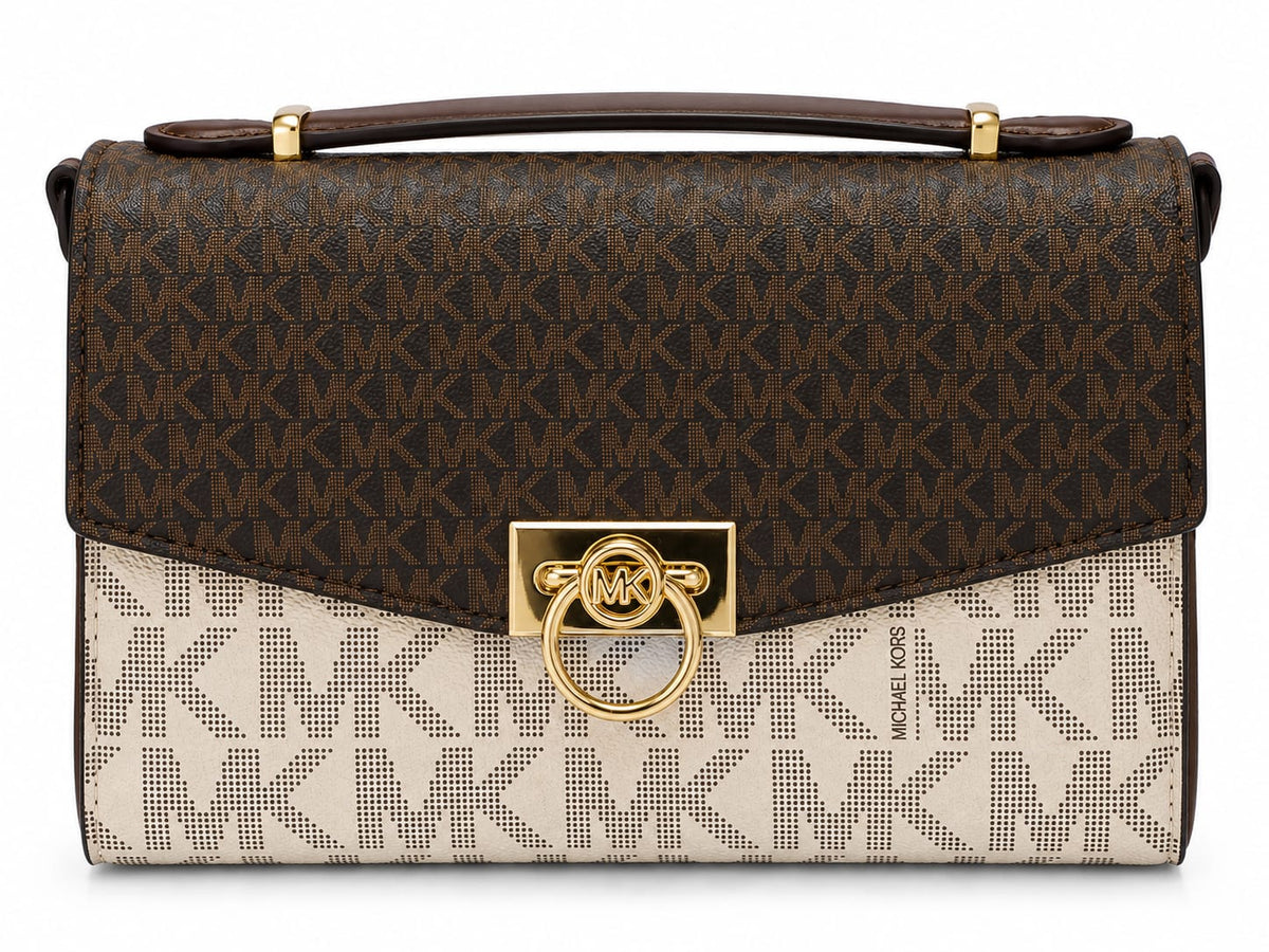 Michael Kors Women’s Monogram Crossbody Bag – Brown & Beige#0075
