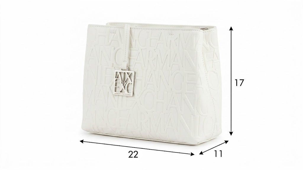 A|X Armani Exchange Medium Tote Bag – White Embossed Logo Design, Sleek Modern Style #1