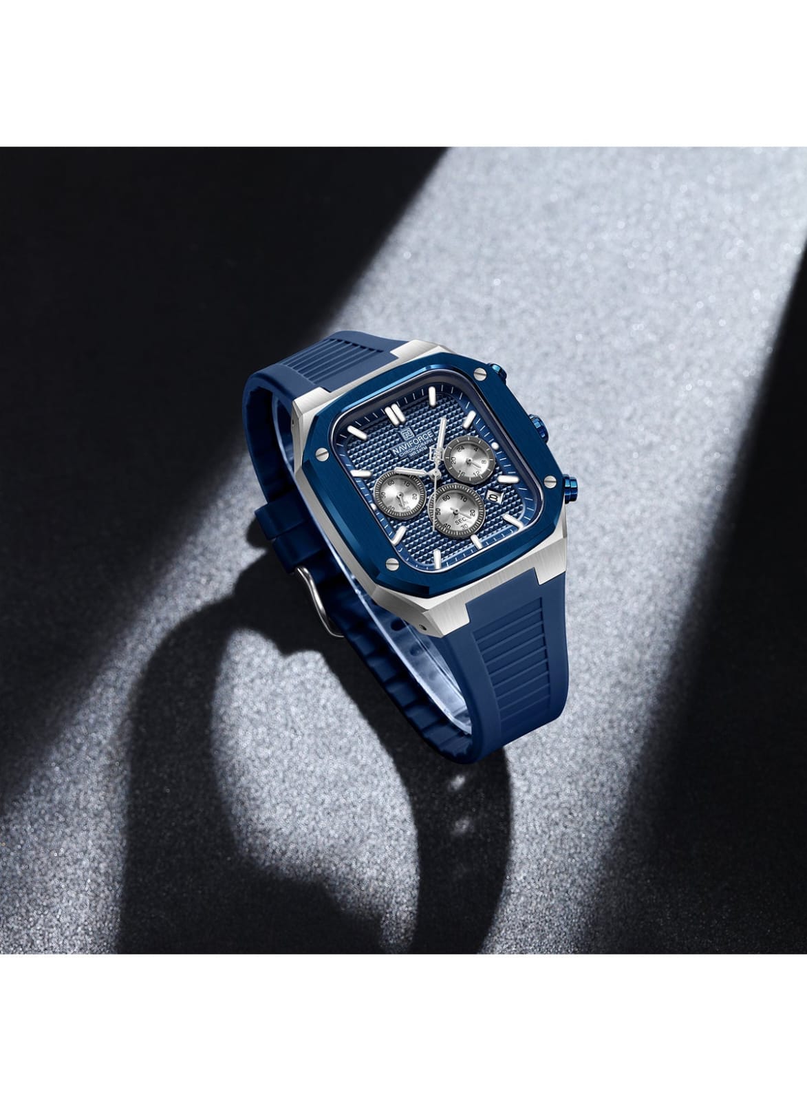 NAVIFORCE NF8037 Men's Chronograph Watch with Blue Silicone Strap, 30M Water Resistant