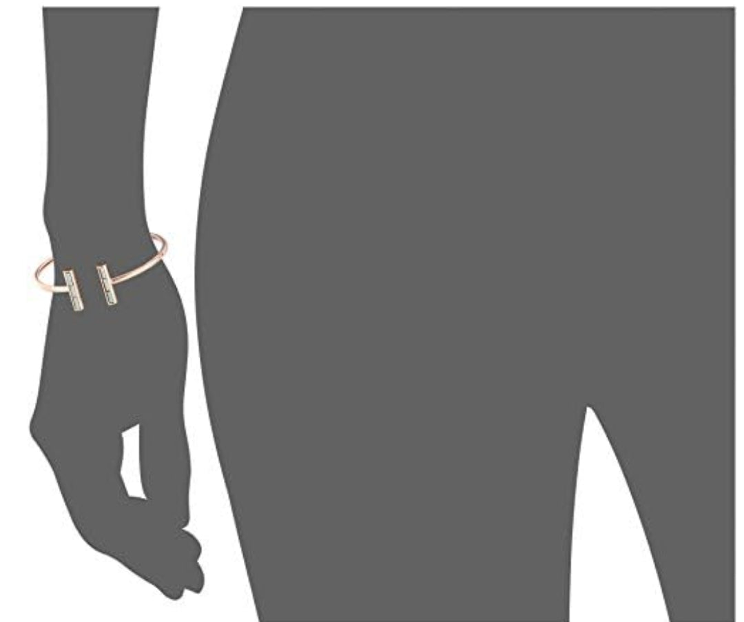 Michael Kors Women's Open Cuff Bracelet in Rose Gold – Geometric Design with Dark Grey Stone Accents#05