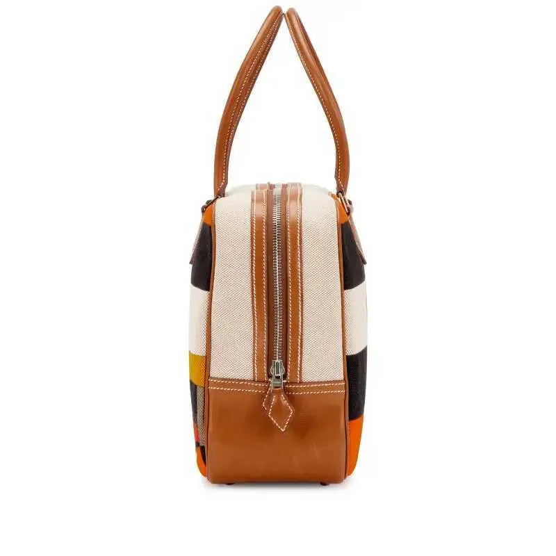 Women's Classic Equestrian Horse Print Geometric Striped Fashion Handbag#0003