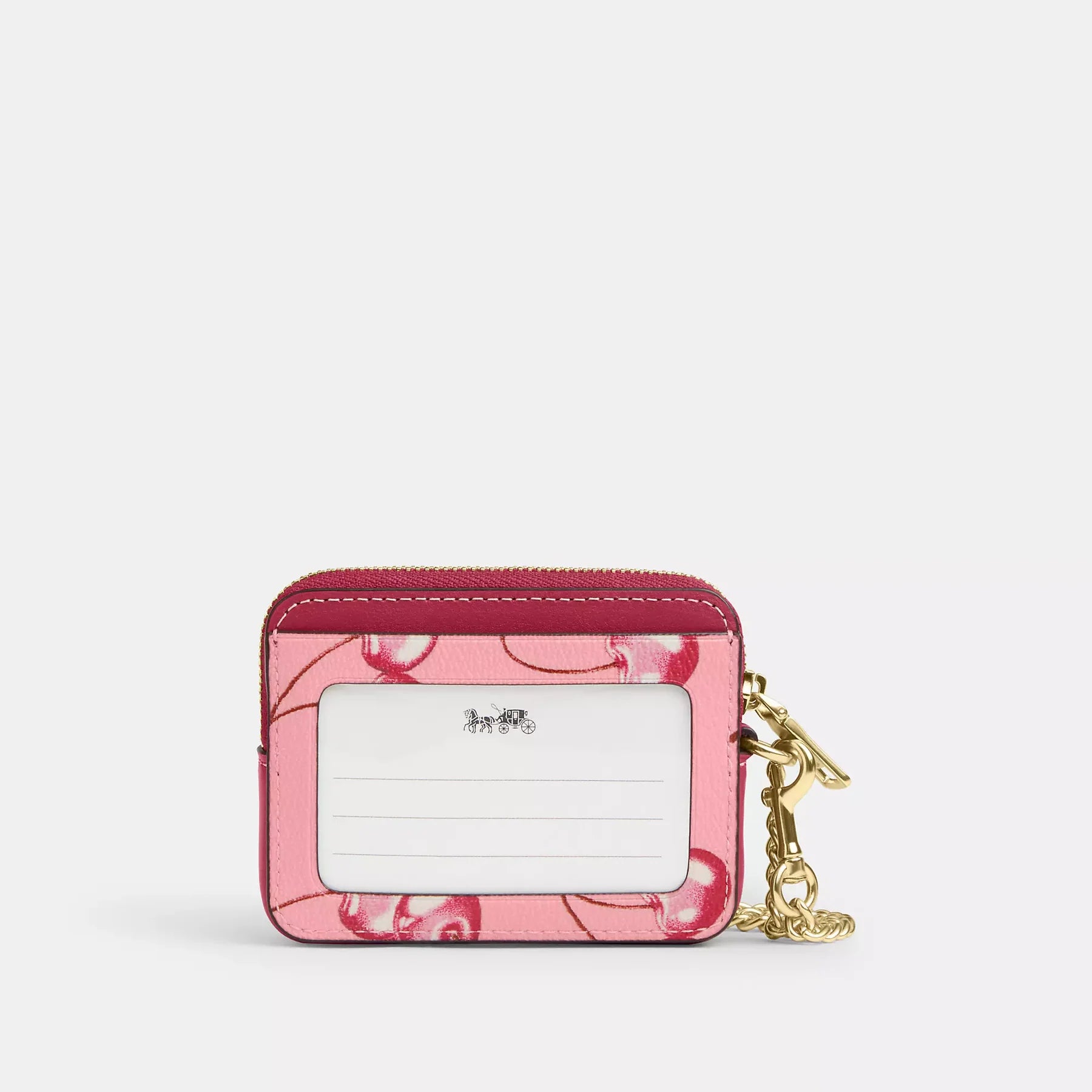 Coach zip card case with cherry print #0010