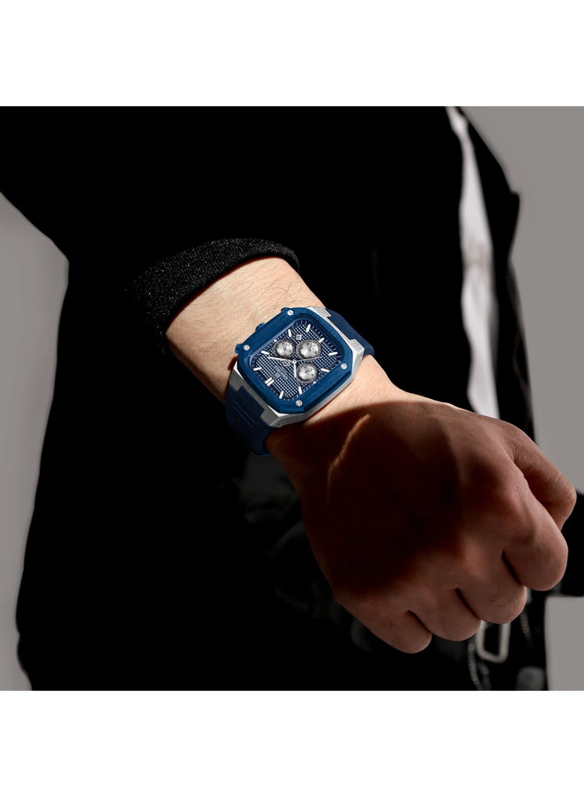NAVIFORCE NF8037 Men's Chronograph Watch with Blue Silicone Strap, 30M Water Resistant
