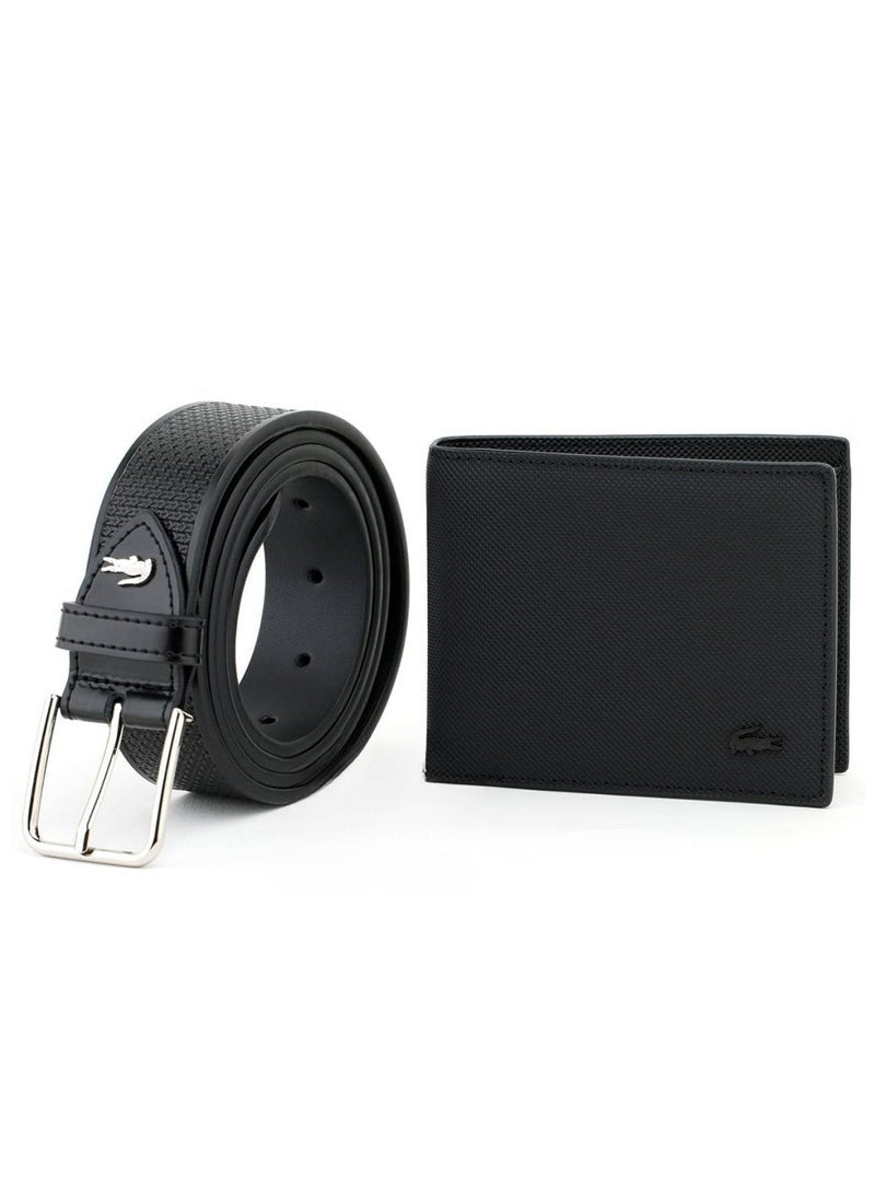 LC Black Leather Wallet-Belt Set For Men #4