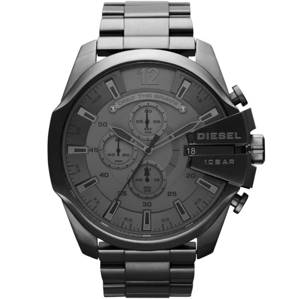 Diesel Mega Chief Men’s Watch DZ4282 – Grey Dial, Stainless Steel Strap, 54mm Quartz Chronograph