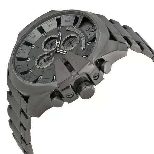 Diesel Mega Chief Men’s Watch DZ4282 – Grey Dial, Stainless Steel Strap, 54mm Quartz Chronograph