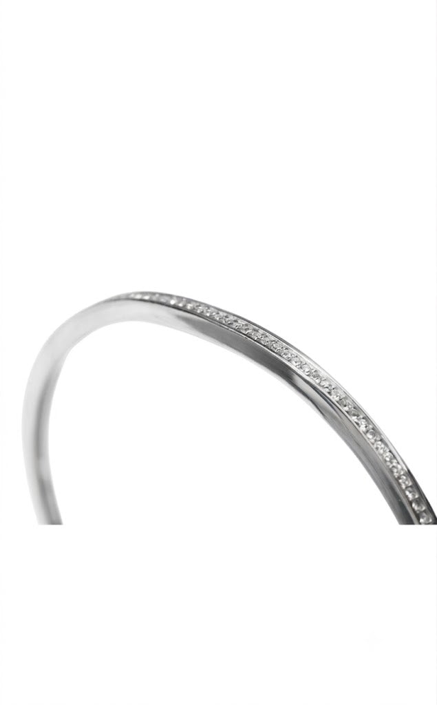 Women's Silver Stainless Steel Open Cuff Bracelet – Elegant Minimalist Design#021
